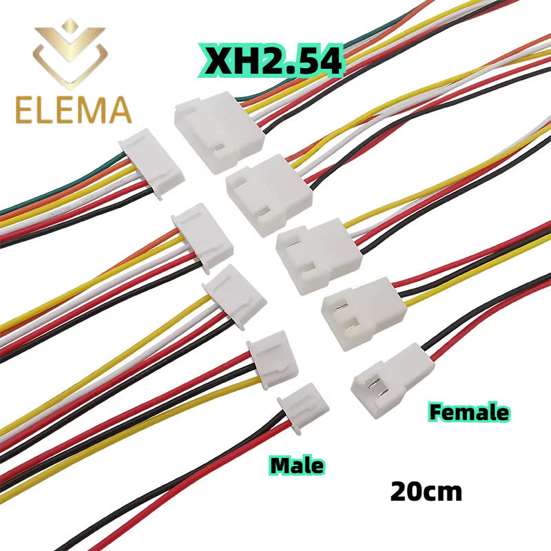 XH2.54 2/3/4/5/6 Pin Wire Cable Male Female Plug Socket Pitch 2.54mm Electronic wire Color Connector Cable 26AWG 20cm