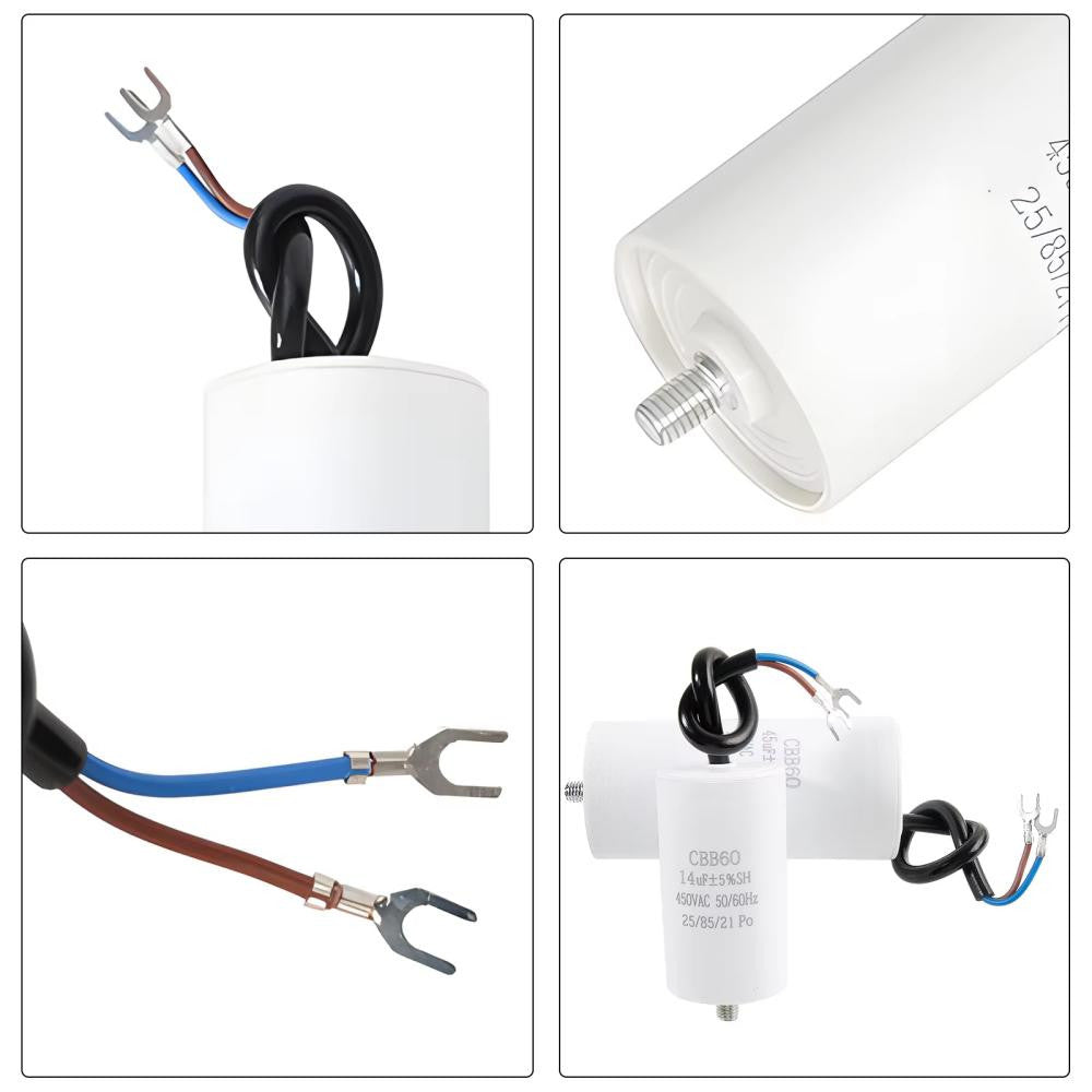 CBB60 Capacitors 450V Electric Replacement Start Capacitors With Fixing Stud For Air Compressor Water Pump Washing machine refrigerator 5UF-100UF