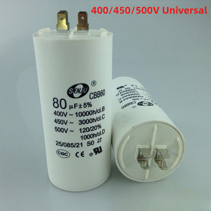 CBB60 Capacitor 450VAC 4Pin Double Insert 30UF-100UF 50/60HZ Electric Replacement Start Run Capacitor for Air Compressor Water Pump Motor