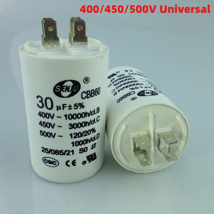 CBB60 Capacitor 450VAC 4Pin Double Insert 50/60HZ Electric Replacement Start Run Capacitor for Air Compressor Water Pump Motor