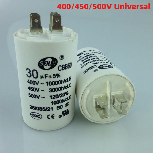 CBB60 Capacitor 450VAC 4Pin Double Insert 50/60HZ Electric Replacement Start Run Capacitor for Air Compressor Water Pump Motor