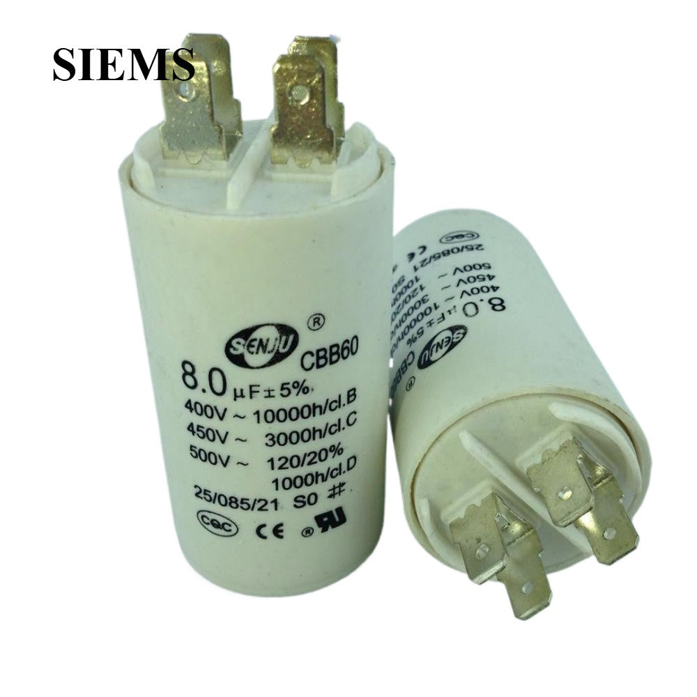 CBB60 Start Run Capacitor 450VAC 2/2.5/3/4/5/6/7/8/10/12/14/15/16/18/20/25/30uF Double Insert 50/60Hz for Air Compressor Water Pump Motor