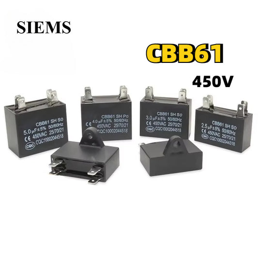 CBB61 start capacitor 450V Air conditioning External fan capacitor 1UF-12UF 1.5UF 2UF 3UF 4.5UF 6UF 7UF 10UF Fan Capacitor