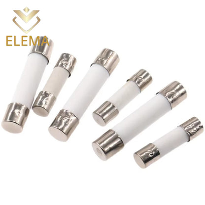10/20PCS 5*20mm 6*30mm Ceramic Fuse 0.5A-30A Fast Blow Ceramic Fuse 1A 2A 3A 4A 5A 6A 6.3A 8A 10A 15A 20A 25A Fuse 250V