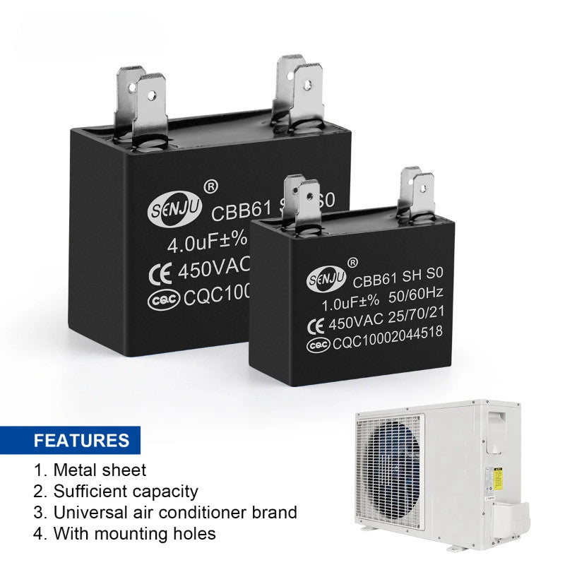CBB61 Air Conditioner External Fan Start Capacitor Motor Run Capacitor 450V 1UF 1.2UF 1.5UF 2UF 2.5UF 3UF 3.5UF 4UF 4.5UF 5UF 6UF 8UF 10UF 12UF