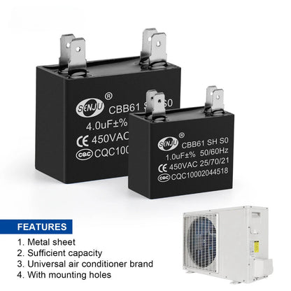 CBB61 Air Conditioner External Fan Start Capacitor Motor Run Capacitor 450V 1UF 1.2UF 1.5UF 2UF 2.5UF 3UF 3.5UF 4UF 4.5UF 5UF 6UF 8UF 10UF 12UF