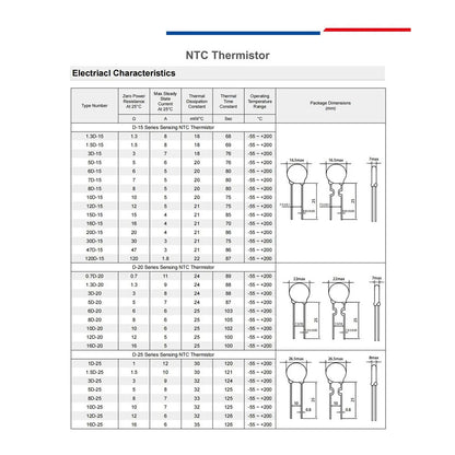 NTC Thermistor Resistor Negative Temperature Coefficient 5D 8D 10D 16D 20D 47D