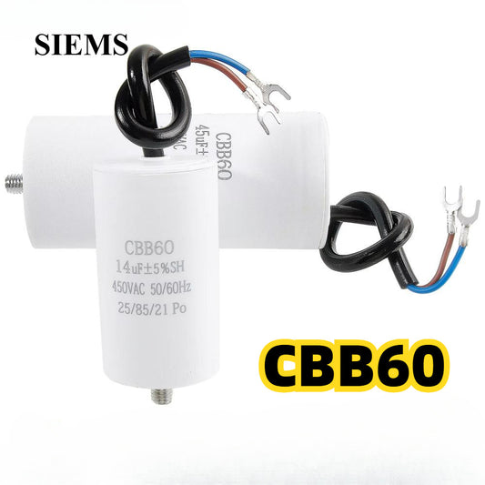 CBB60 Capacitors 450V Electric Replacement Start Capacitors With Fixing Stud For Air Compressor Water Pump Washing machine refrigerator 5UF-100UF