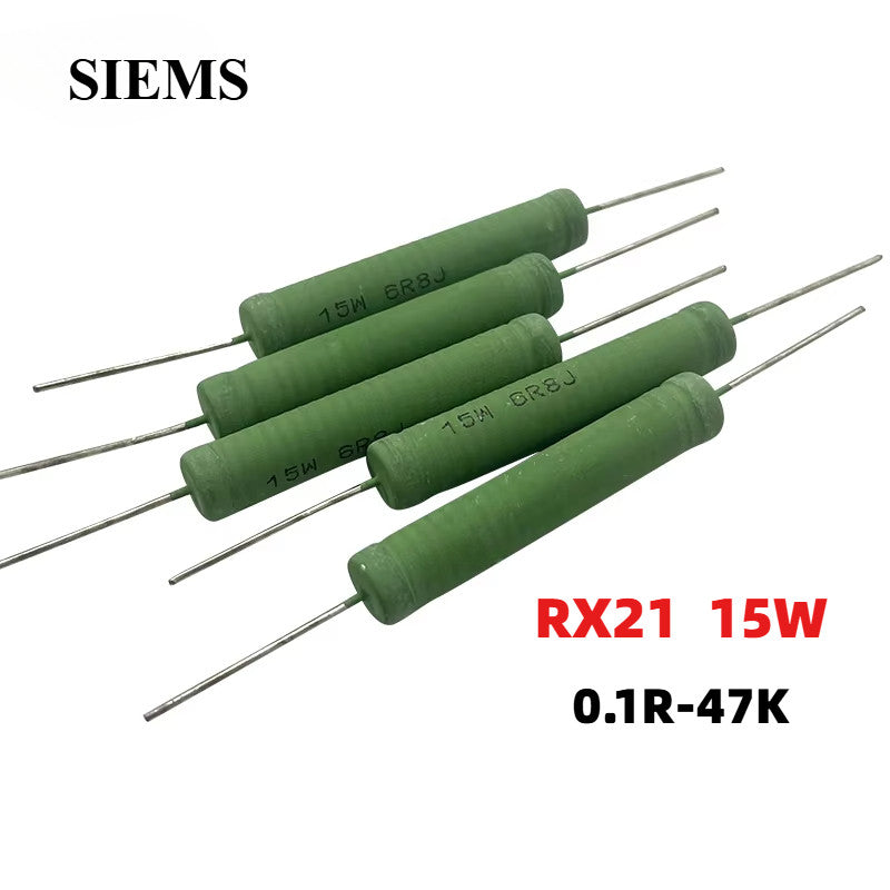 Wire Wound Resistors RX21 Resistors 15W 0.1R-47K 0.22R 1R 3.3R 4.7R 15R 33R 47R 330R 1K 1.8K 4.7K 10K 20K 33K 39K Resistors 15W 5%