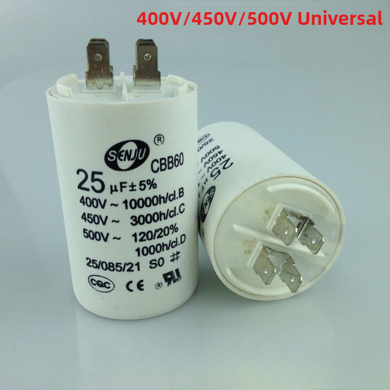 CBB60 Capacitor 450VAC 4Pin Double Insert 50/60HZ Electric Replacement Start Run Capacitor for Air Compressor Water Pump Motor