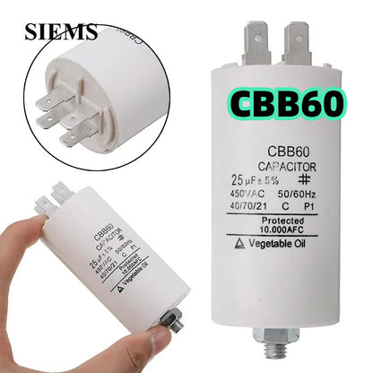 CBB60 capacitor 450V starter capacitor 4 Pin with Fixing Stud for Water Pump Washing machine refrigerator 4UF-100UF