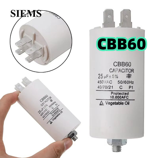 CBB60 capacitor 450V starter capacitor 4 Pin with Fixing Stud for Water Pump Washing machine refrigerator 4UF-100UF