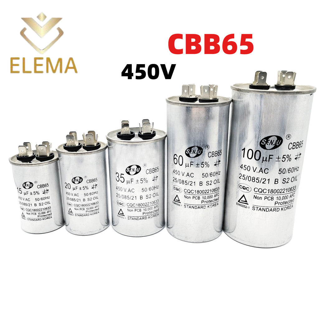 CBB65 Start Capacitor 450V 5UF-100UF 8UF 10UF 16UF 25UF 35UF 50UF 70UF Air conditioning compressor start capacitor