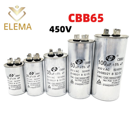 CBB65 Start Capacitor 450V 5UF-100UF 8UF 10UF 16UF 25UF 35UF 50UF 70UF Air conditioning compressor start capacitor