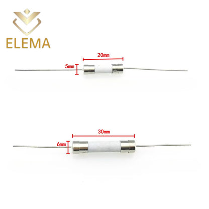 10PCS 5*20mm 6*30mm Ceramic Fuse With pin 1A 2A 3.15A 5A 6.3A 8A 10A 12A 15A 20A 25A 30A 250V Ceramic Fuse