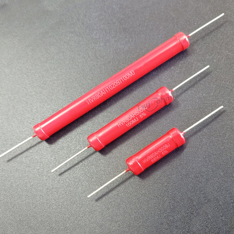 1 Piece HVR80-5W Non Inductive High Voltage Resistor Red