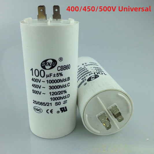 CBB60 Capacitor 450VAC 4Pin Double Insert 30UF-100UF 50/60HZ Electric Replacement Start Run Capacitor for Air Compressor Water Pump Motor