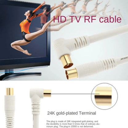 3/1.5 Meters RF RG6 Quad Shield CL2 Coaxial Antenna Satellite Cable 3M with TV 90 Degree Right Angel Male To Straight Male Connector