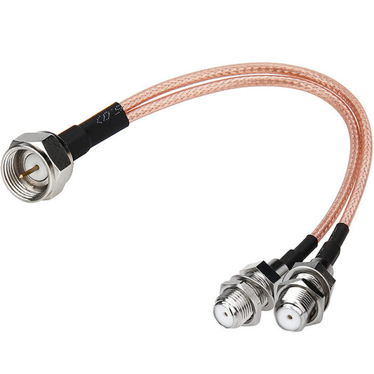 F Type Male To Dual Female Connector Dual Y Type 3 Way F Jack Splitter Flexible RG316 Coaxial Cable Wires 15cm 50 Ohm Impedance