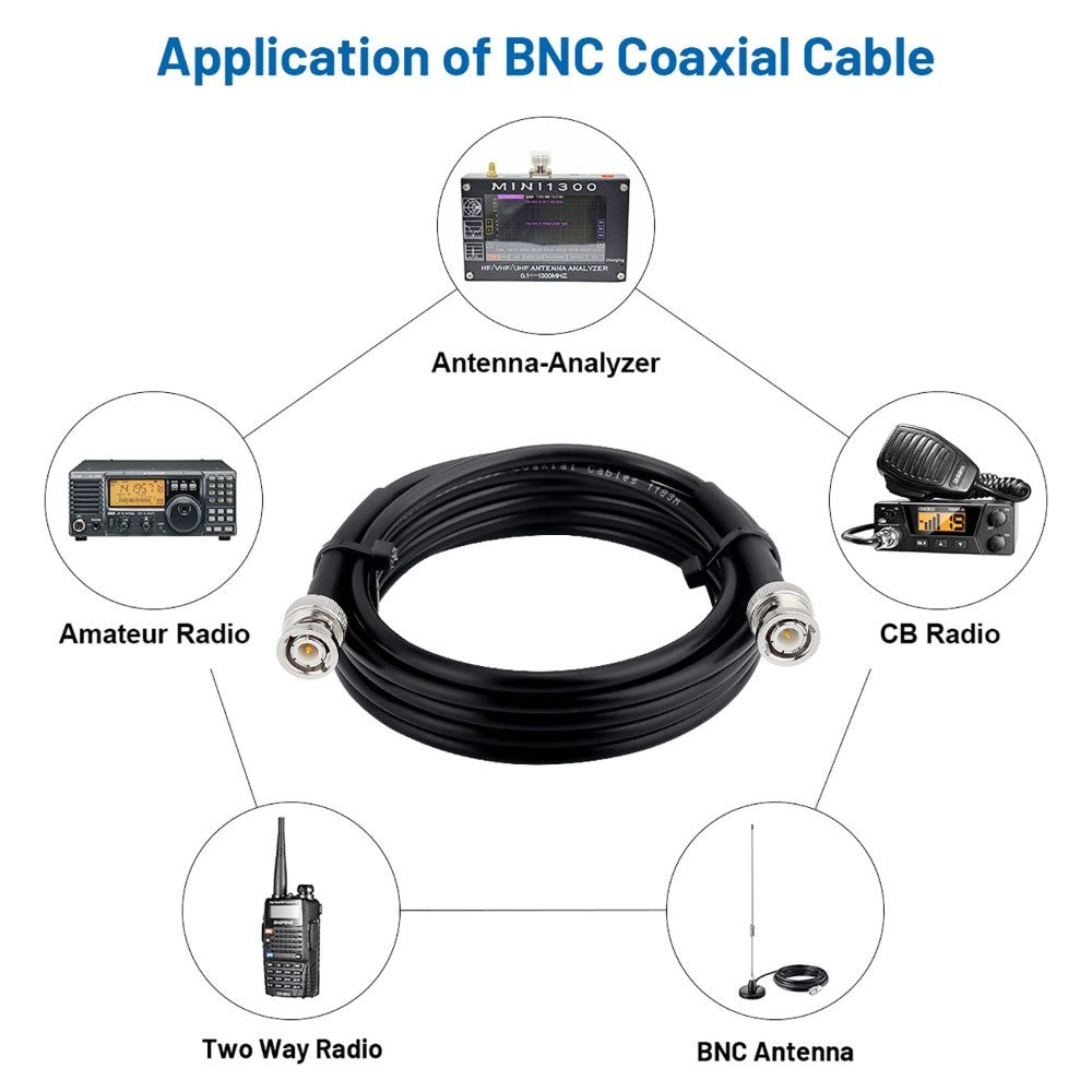 BNC Cable - 3FT RG58 50 Ohm Male To Male Coax Cables Low Loss BNC Extension Coaxial Cable with For Antennas, RF Radios, Modems, Oscilloscopes, Spectrum, Etc