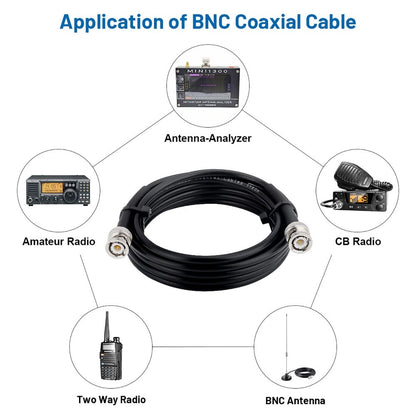 BNC Cable - 3FT RG58 50 Ohm Male To Male Coax Cables Low Loss BNC Extension Coaxial Cable with For Antennas, RF Radios, Modems, Oscilloscopes, Spectrum, Etc