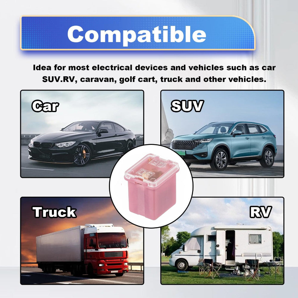 Square Auto Fuses 20A/30A/40A/50A/60A Low Profile Box Shaped Automotive Fuse for SUVs Cars Trucks