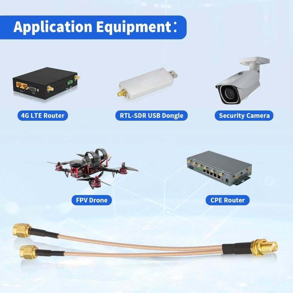 SMA Female To Dual SMA Male Coaxial Cable SMA Splitter Cable 6inch 15cm for 4G LTE Wireless Router CPE Hotspot Cellular Gateway Industrial IoT Router Mobile Modem