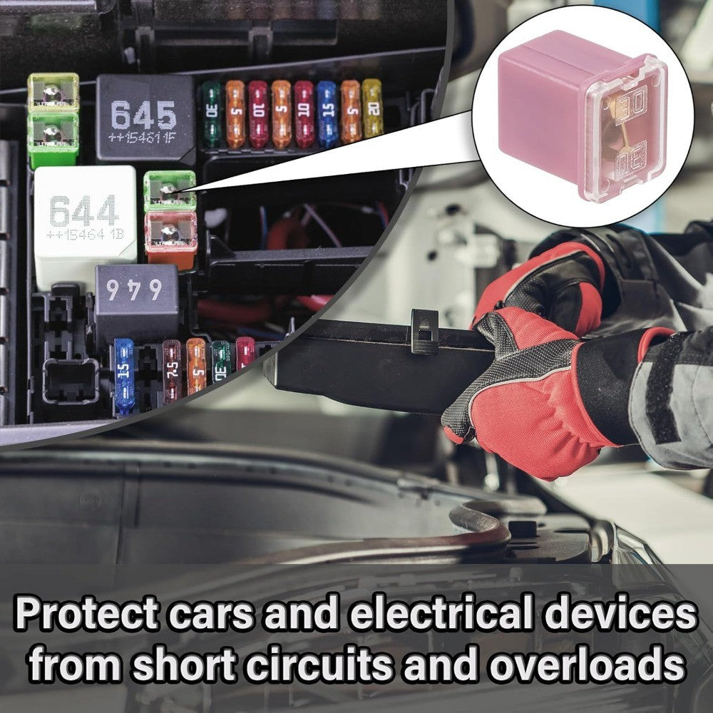 Square Auto Fuses 20A/30A/40A/50A/60A Low Profile Box Shaped Automotive Fuse for SUVs Cars Trucks