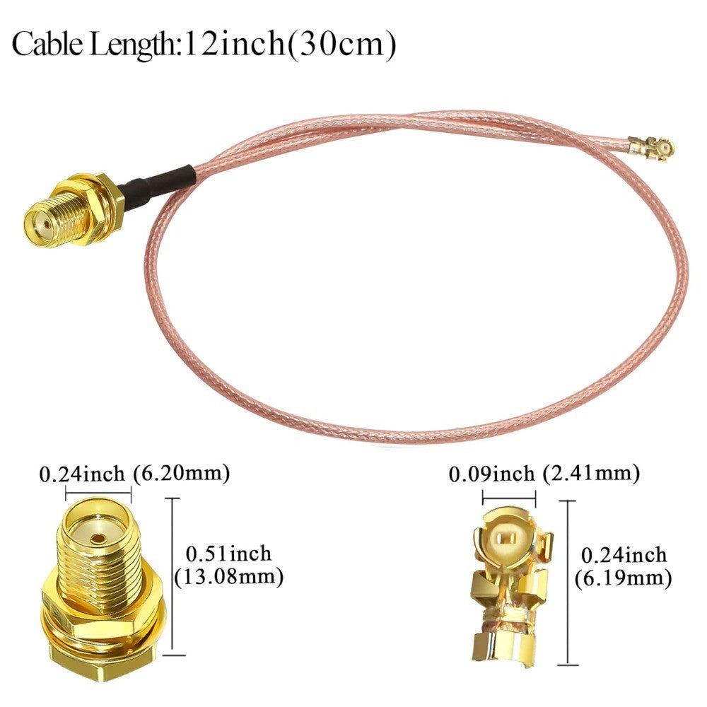 2PCS SMA Female To IPX U.FL RG178 Coaxial Cable, 12 Inch(30cm) SMA MHF1 UFL Low Loss Jumper Extension Cable for WiFi Router, Antenna, Security Camera, GPS Devices, Etc.