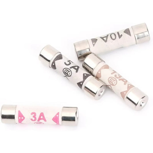 20PCS BS1362 6*25mm Ceramic Tube Fuse 3A 5A 10A 13A British Fues Domestic House Hold Mains Plug Cartridge Fuses