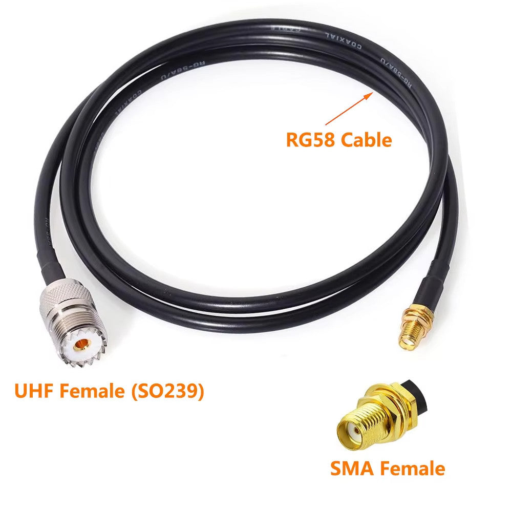 Ham Radio Antenna Adapter SMA Female To UHF SO239 Female RG58 Coaxial Jumper Cable 1Meter for Handheld Ham Two Way Radio Walkie Talkie