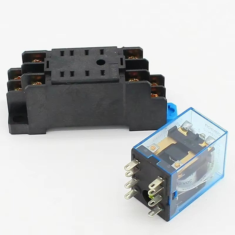 8Pin MY2NJ Relay Coil General DPDT Micro Mini Electromagnetic Relay Switch with Socket Base LED AC 220V DC 12V 24V