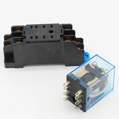 8Pin MY2NJ Relay Coil General DPDT Micro Mini Electromagnetic Relay Switch with Socket Base LED AC 220V DC 12V 24V