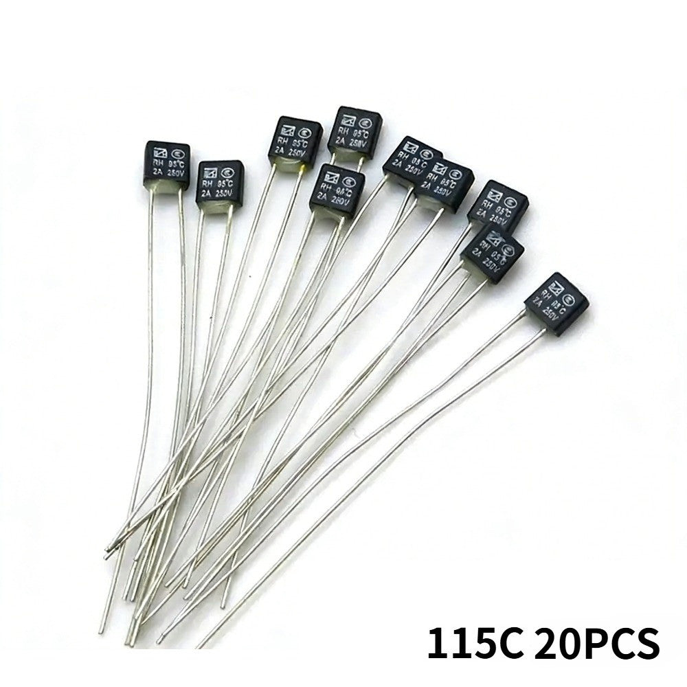 20PCS Black Square Fan Motor 2A 250V Thermal Fuse LED Fues 115 120 130 135 150 Degree Temperature Switches