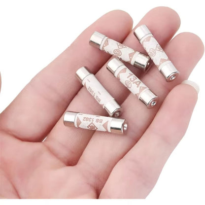 20PCS BS1362 6*25mm Ceramic Tube Fuse 3A 5A 10A 13A British Fues Domestic House Hold Mains Plug Cartridge Fuses