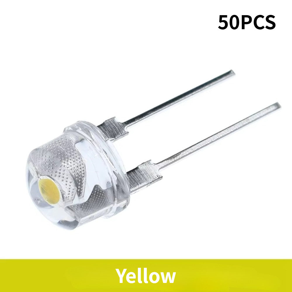 50PCS F8 8MM White Blue Green Red Yellow LED Super Bright Straw Hat Light Emitting Diode Highlighted White 0.5W Astigmatism