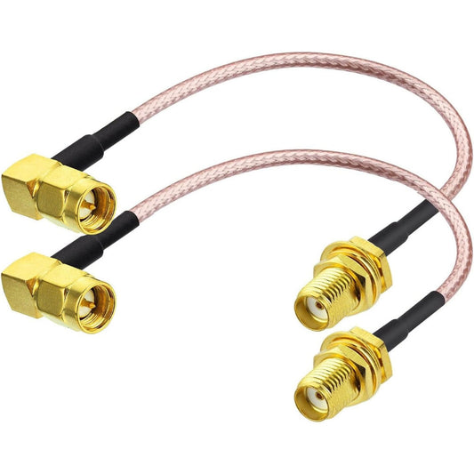 SMA Pigtail Cable, Right Angle SMA Male To SMA Female RG316 Antenna Jumper 6Inch(15cm) SMA Extension Coaxial Cable for Ham Radio, Router, FPV Drone