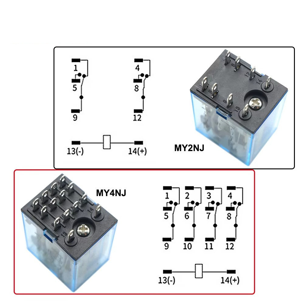 MY2NJ MY4NJ Relay Coil General DPDT Micro Mini Electromagnetic Relay Switch with Socket Base LED AC220V DC 12V 24V