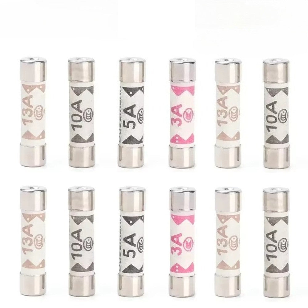 20PCS BS1362 6*25mm Ceramic Tube Fuse 3A 5A 10A 13A British Fues Domestic House Hold Mains Plug Cartridge Fuses