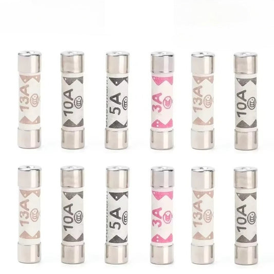 20PCS BS1362 6*25mm Ceramic Tube Fuse 3A 5A 10A 13A British Fues Domestic House Hold Mains Plug Cartridge Fuses