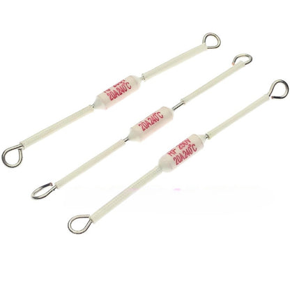 5PCS RF 250V 10A 15A 20A Ceramic Temperature Fuse 165/185/240C Degrees Length 9cm