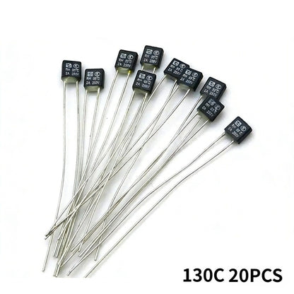 20PCS Black Square Fan Motor 2A 250V Thermal Fuse LED Fues 115 120 130 135 150 Degree Temperature Switches