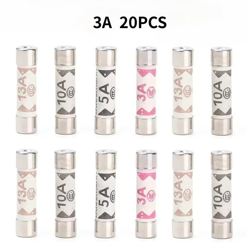 20PCS BS1362 6*25mm Ceramic Tube Fuse 3A 5A 10A 13A British Fues Domestic House Hold Mains Plug Cartridge Fuses