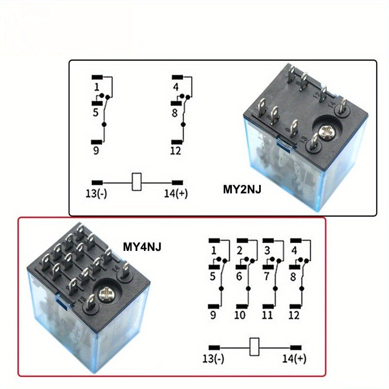 5A 14Pin MY4NJ Relay Coil General DPDT Micro Mini Electromagnetic Relay Switch with Socket Base LED AC DC 12V 24V