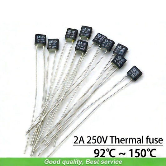 20PCS Black Square Fan Motor 2A 250V Thermal Fuse LED Fues 115 120 130 135 150 Degree Temperature Switches