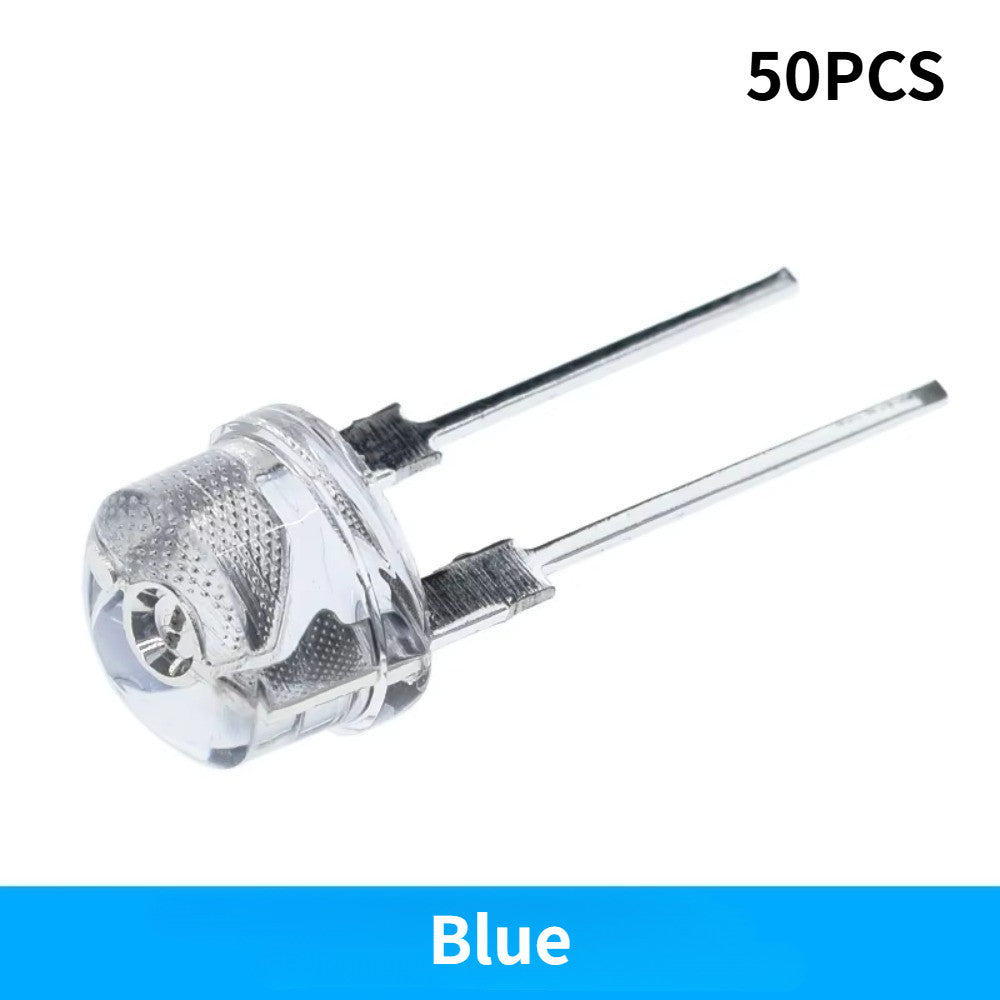 50PCS F8 8MM White Blue Green Red Yellow LED Super Bright Straw Hat Light Emitting Diode Highlighted White 0.5W Astigmatism