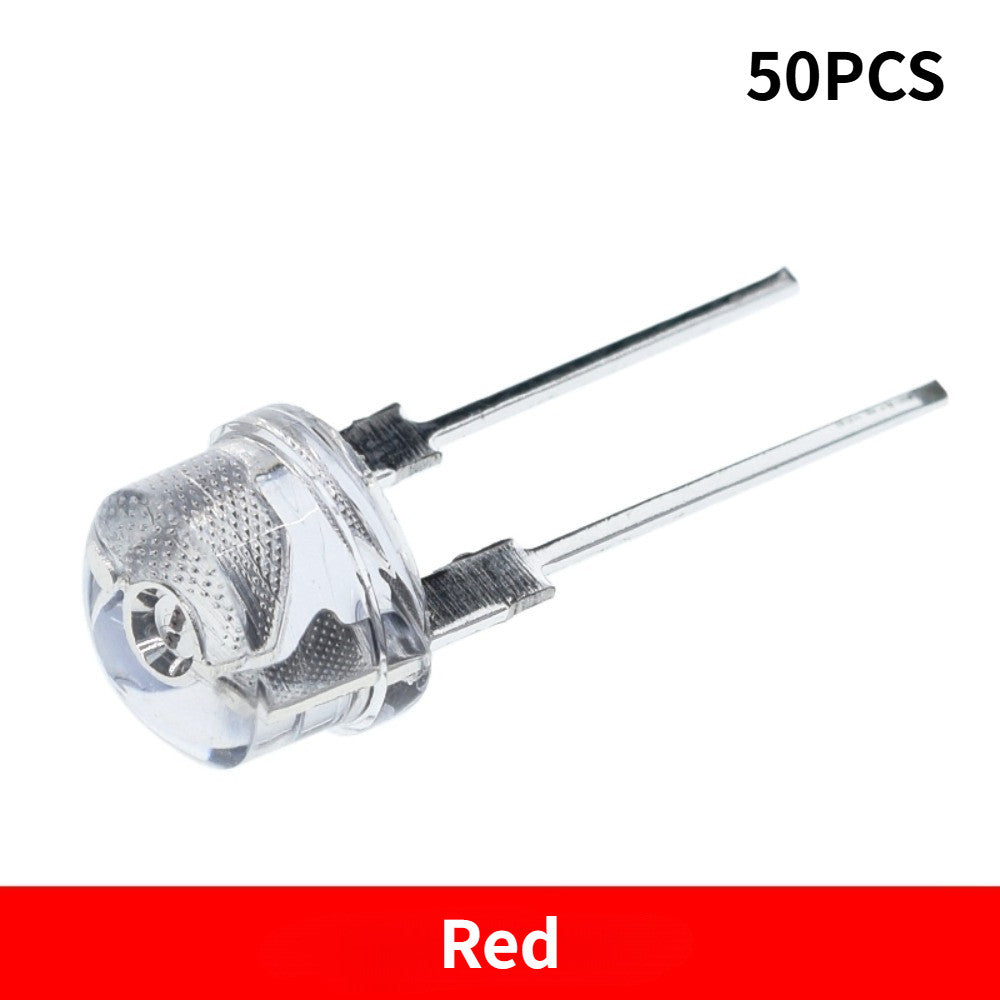 50PCS F8 8MM White Blue Green Red Yellow LED Super Bright Straw Hat Light Emitting Diode Highlighted White 0.5W Astigmatism