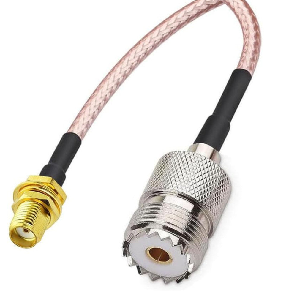 Handheld Antenna Cable Adapter for UHF Base and Mobile Antennas - SMA Female to UHF SO-239 Female Connectors RG136 Length 15cm