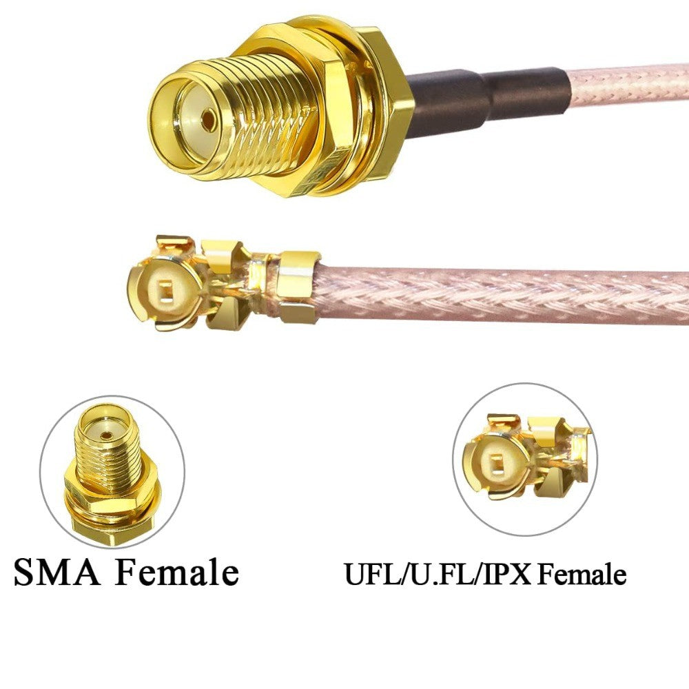 2PCS SMA Female To IPX U.FL RG178 Coaxial Cable, 12 Inch(30cm) SMA MHF1 UFL Low Loss Jumper Extension Cable for WiFi Router, Antenna, Security Camera, GPS Devices, Etc.