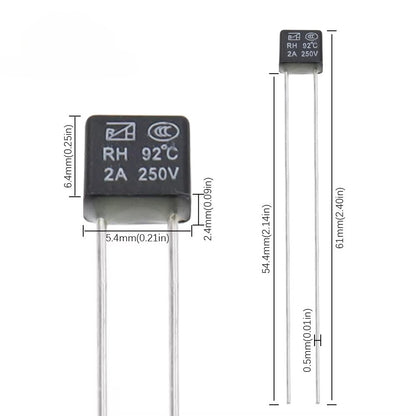20PCS Black Square Fan Motor 2A 250V Thermal Fuse LED Fues 92 95 105 110 115 120 125 130 135 140 145 150 Degree Temperature Switches